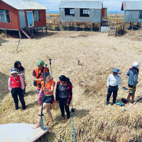 Local school in Uros, SUP demo and activity